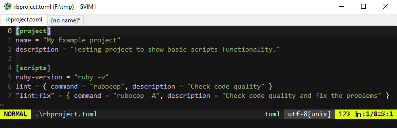 Ruby Butler rbproject.toml example