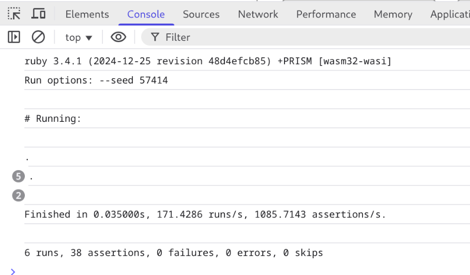 Wubular test suite running in the browser